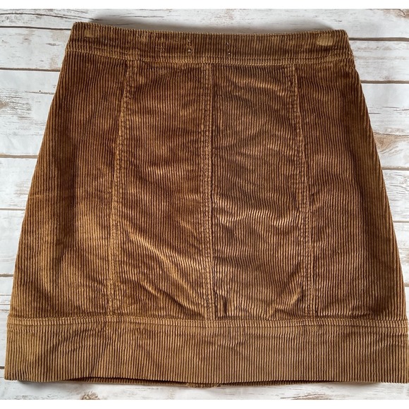 A Loves A Brown Corduroy Button‎ Fron Mini Skirt Size 2 Fall Fashion - Picture 2 of 7